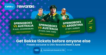 How to get early Springbok tickets with DStv Rewards