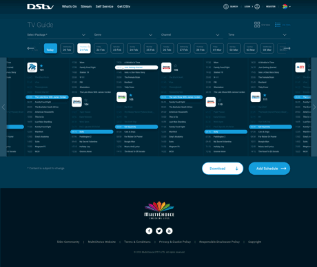 DStv tv guide list view